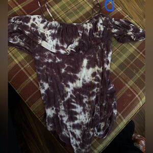 American Eagle Outfitters Purple Tie-Dye Off-Shoulder Top
